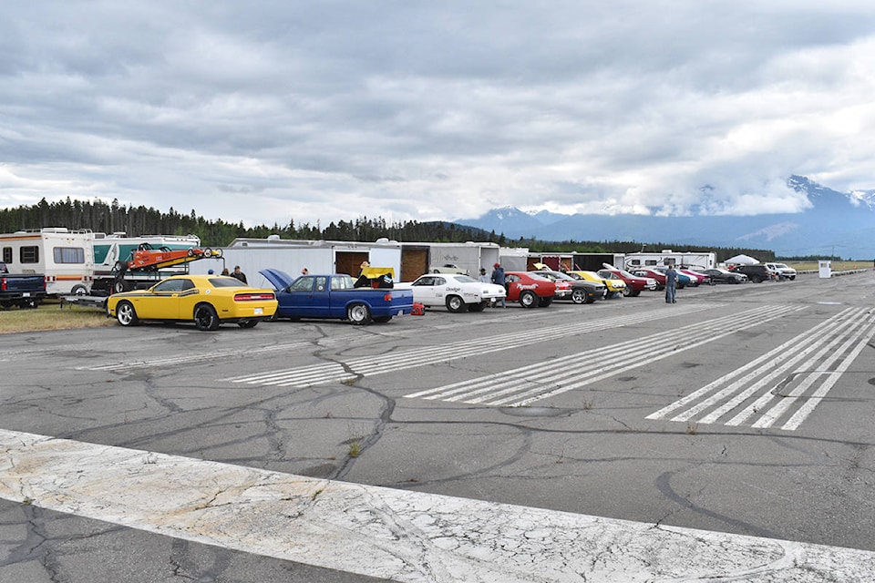 Cars aligned along an unused airstrip of the Northwest Regional Airport. ( Ben Bogstie/ Terrace Standard)