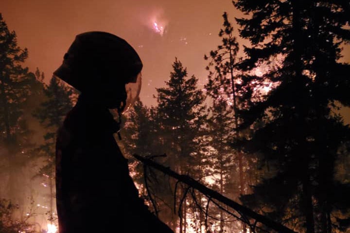 Jason Satterthwaite and his 16-year-old son, Aiden, fought on the frontlines of the White Rock Lake wildfire together for the Okanagan Indian Band Fire Department. (Jason Satterthwaite - Facebook)