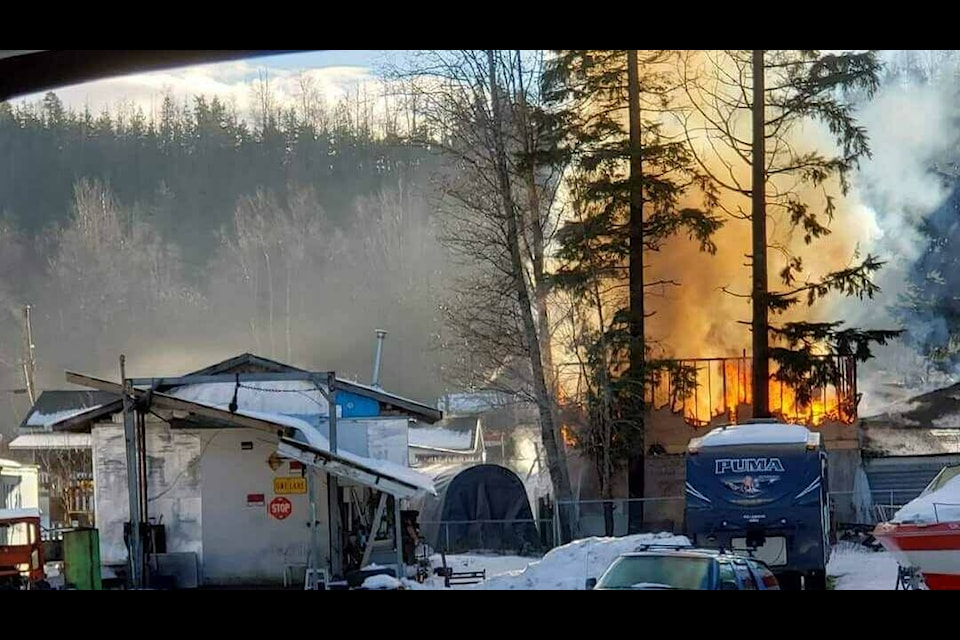 A fire broke out at a detached shop in Thornhill during the afternoon of Jan. 18, 2022. (Vic & Linda Wright/Facebook)