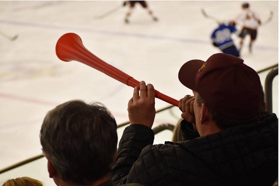 Fans cheered on the Quesnel Kangaroos at the West Fraser Centre on Saturday, March 12. (Rebecca Dyok photo — Quesnel Cariboo Observer photo)