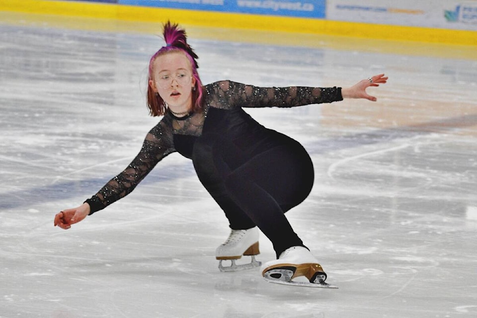 Jupiter St. Pierre practices her skating routine on Nov. 22, before the Kla How Ya completion on Dec. 2 to 4 in Prince Rupert. (Photo: K-J Millar/The Northern View)