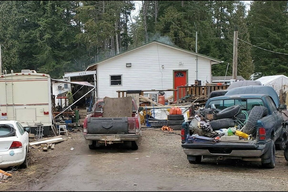 The property at 4634 Lowrie Ave., in Thornhill, captured on March 10, 2022, shows the extent of disarray that has sparked multiple complaints to the Regional District of Kitimat-Stikine. (Regional District of Kitimat-Stikine photo)