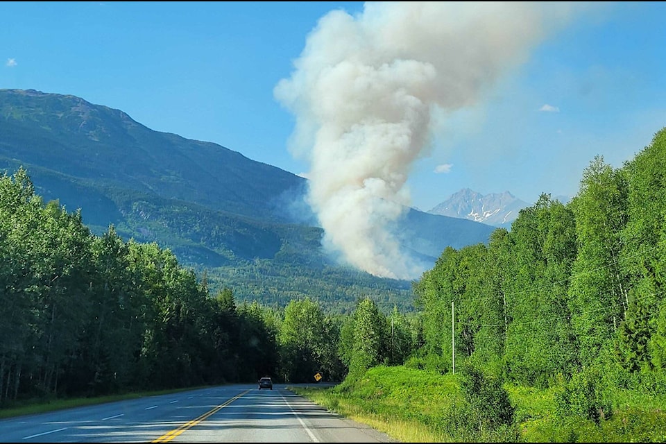 A fierce wildfire blazes south of Kitwanga on July 13. (Thom Barker/Black Press Media)