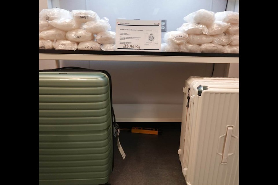 The Canada Border Services Agency says six seizures of drugs at Vancouver International Airport in January and February totalled more than 148 kilograms of drugs, and in each instance, the drugs were concealed in suitcases.