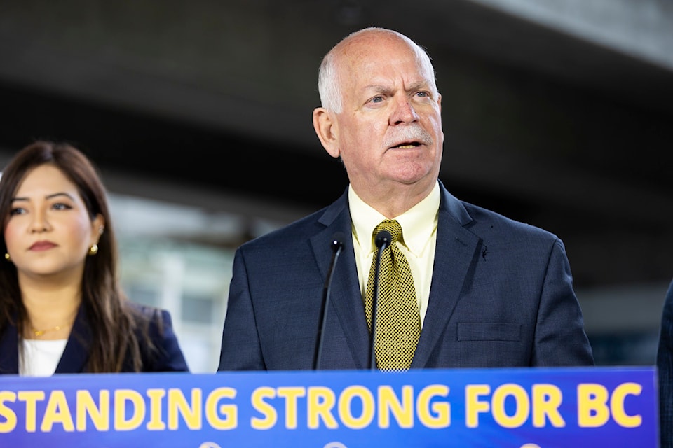 Public Safety Minister Garry Begg in Surrey on June 20, 2025, to announce police funding to target repeat violent offenders.