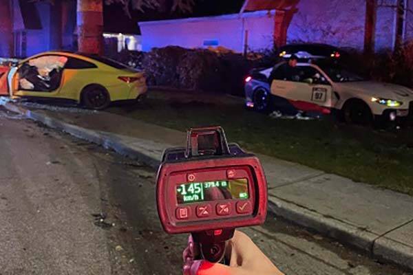 Two BMW drivers were caught going 145 km/h in a 80 km/h zone along Highway 1 near Westview Drive in North Vancouver Jan. 15. (Photo courtesy of North Vancouver RCMP)
