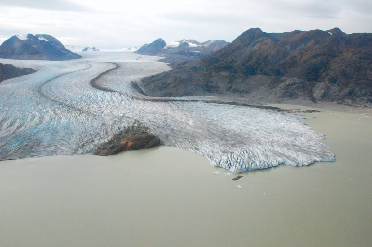 A glacier in northern B.C. Glacier retreat is opening up new streams and lakes that represent future habitats for species such as salmon. (Credit: Jonathan Moore)