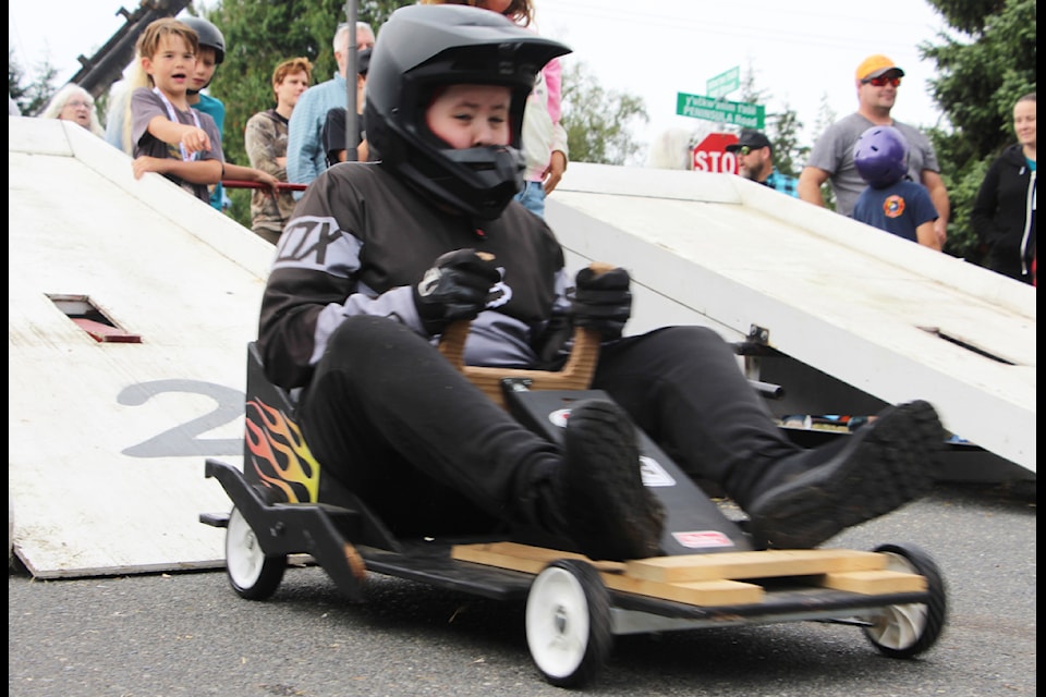 Ucluelet’s Bay Street roared with excitement on Saturday as Ucluelet celebrated its annual Dustin Riley Memorial Soap Box Derby.