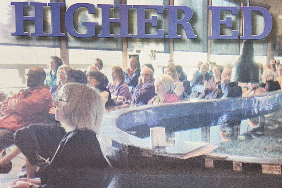 The Wednesday, April 30, 2014 Westerly News featured a photo of academics and learners listening to a speaker at an Oceans Workshop event hosted by North Island College and held at the Ucluelet Aquarium. The photo was part of a series of articles about the community's vital ocean resources. The NIC event brought four speakers to the community to talk about the aftereffects of the Fukushima disaster, aquaculture, wave energy and more. (FILE PHOTO/ Westerly News)