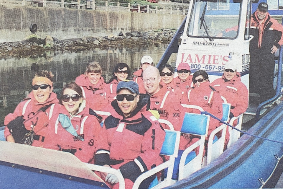 A group of Japanese students from Vancouver were featured on the May 23, 2013 front page of the Westerly News. The students were back on the West Coast for a second trip to help clean up debris from the 2011 Japan tsunami. Jamie's Whaling Station donated a boat and operator to take members of Japan Love to some of the local beaches for their clean-up efforts. Japan Love members raised more than $300,000 by 2013 to help pay for Japan's revival after the devastating earthquake and resulting tsunami. (ANDREW BAILEY/ Westerly News)