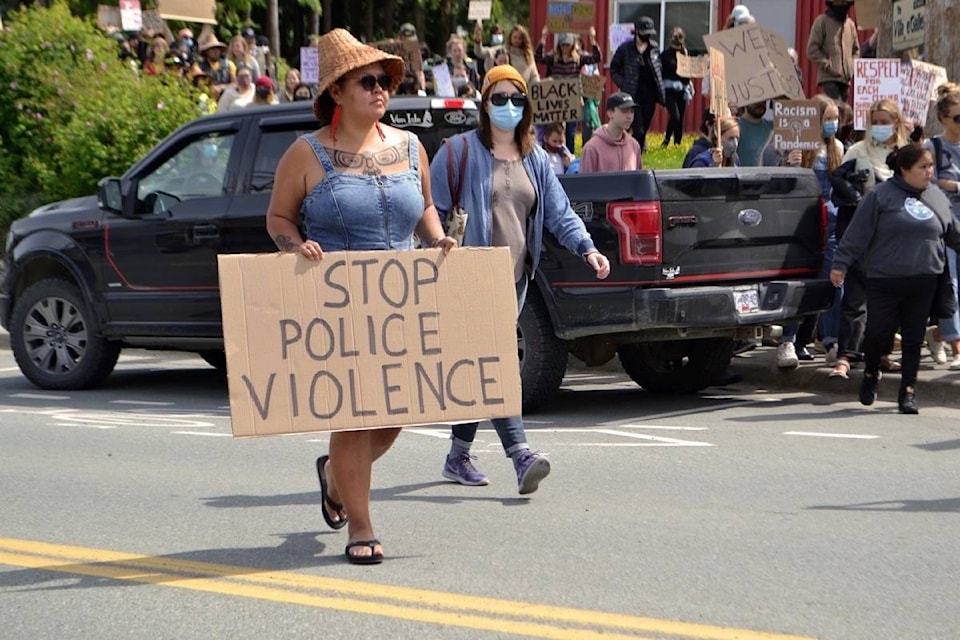 Ucluelet First Nation Savannah Rose wants to see an end to police violence against Indigenous people. (Nora O’Malley photos)