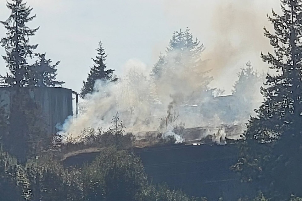 The fire was near the Elk Falls mill site north of Campbell River. Photo courtesy Dean Anderson