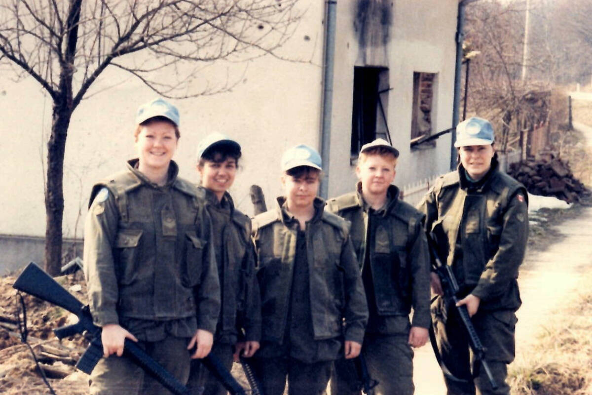 Terri Orser (left) alongside fellow Canadian United Nations peacekeepers while on deployment in Pakrac, Croatia. (Courtesy Terri Orser)