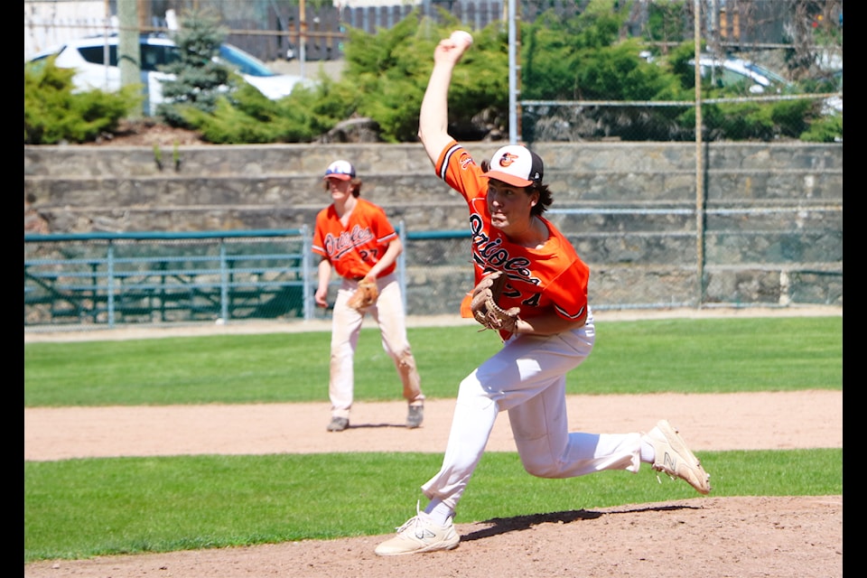 Trail 18U Orioles pitcher Levi Konken delivers in College Prep league action this summer.