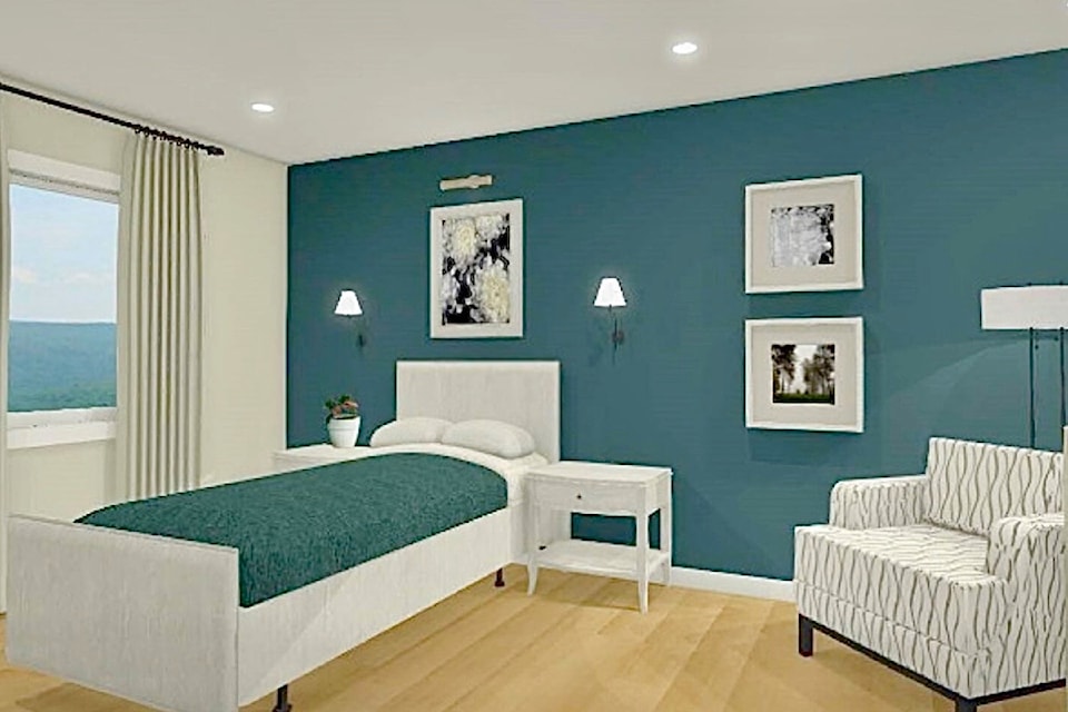 A rendering of an updated  palliative care room at Columbia View Lodge. 