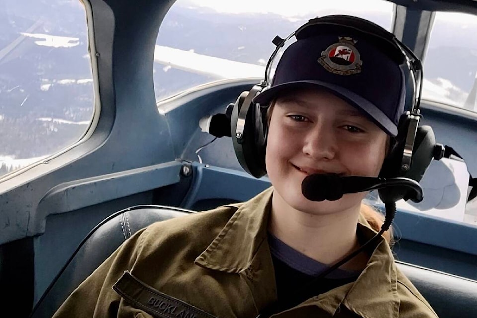 Cadet Jessa Buckland in the Trail Flying Club's Cessna 172.