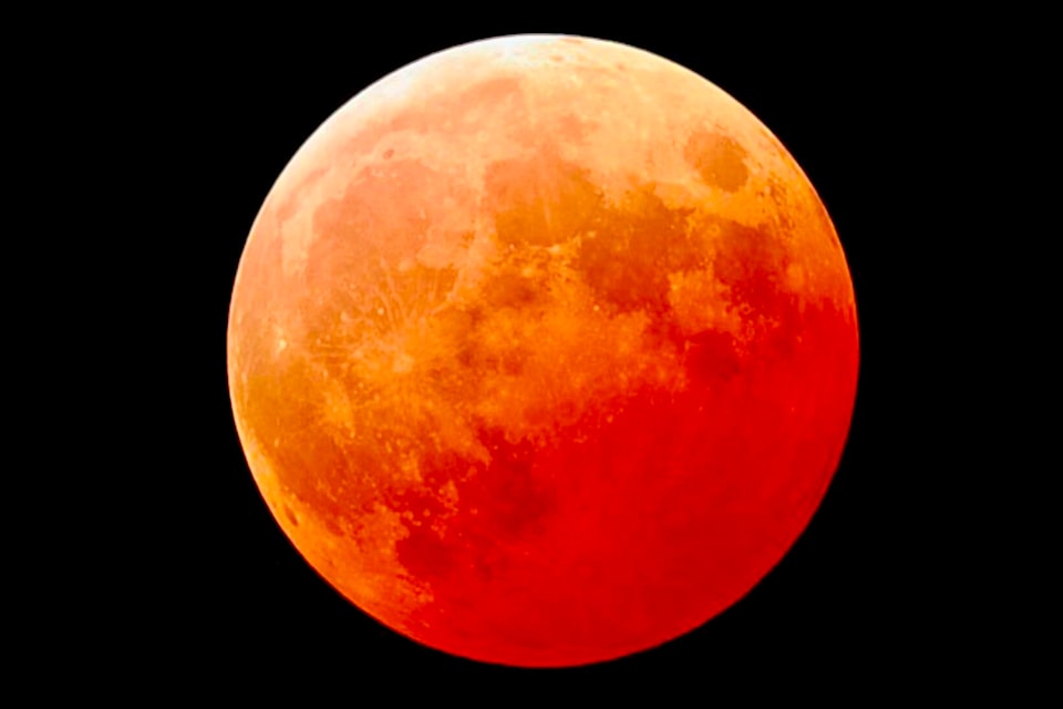 Referred to as the ‘Blood Moon’ the orange tint on the moon's surface during totality is refracted sunlight passing through Earth's atmosphere, much like we see beautiful red sunset.