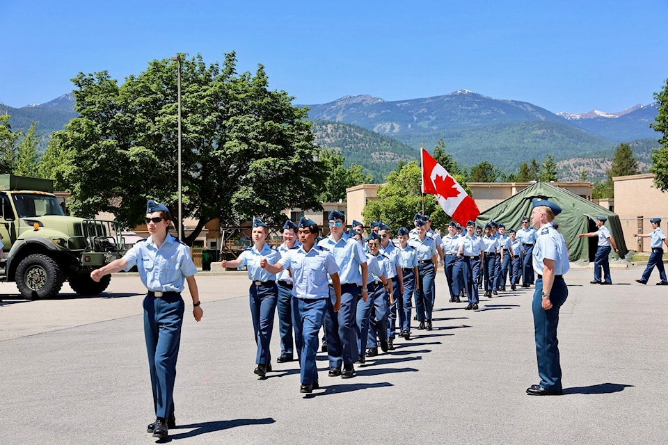 Members of 531 City of Trail Squadron marched outside the armoury on Sunday. 