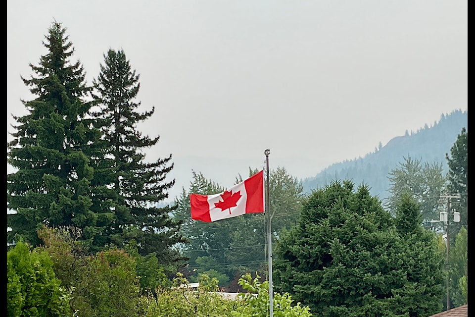 Smoke from the Hope wildfire blanketing the City of Trail, July 9. 
