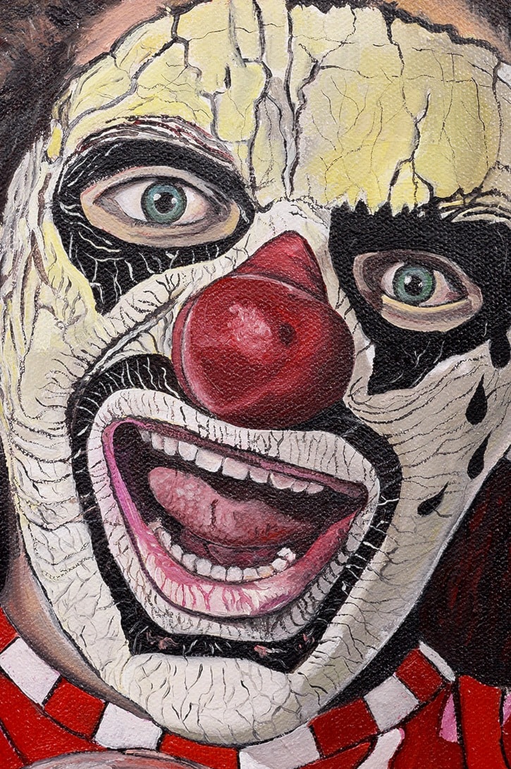 Face of frightening clown
