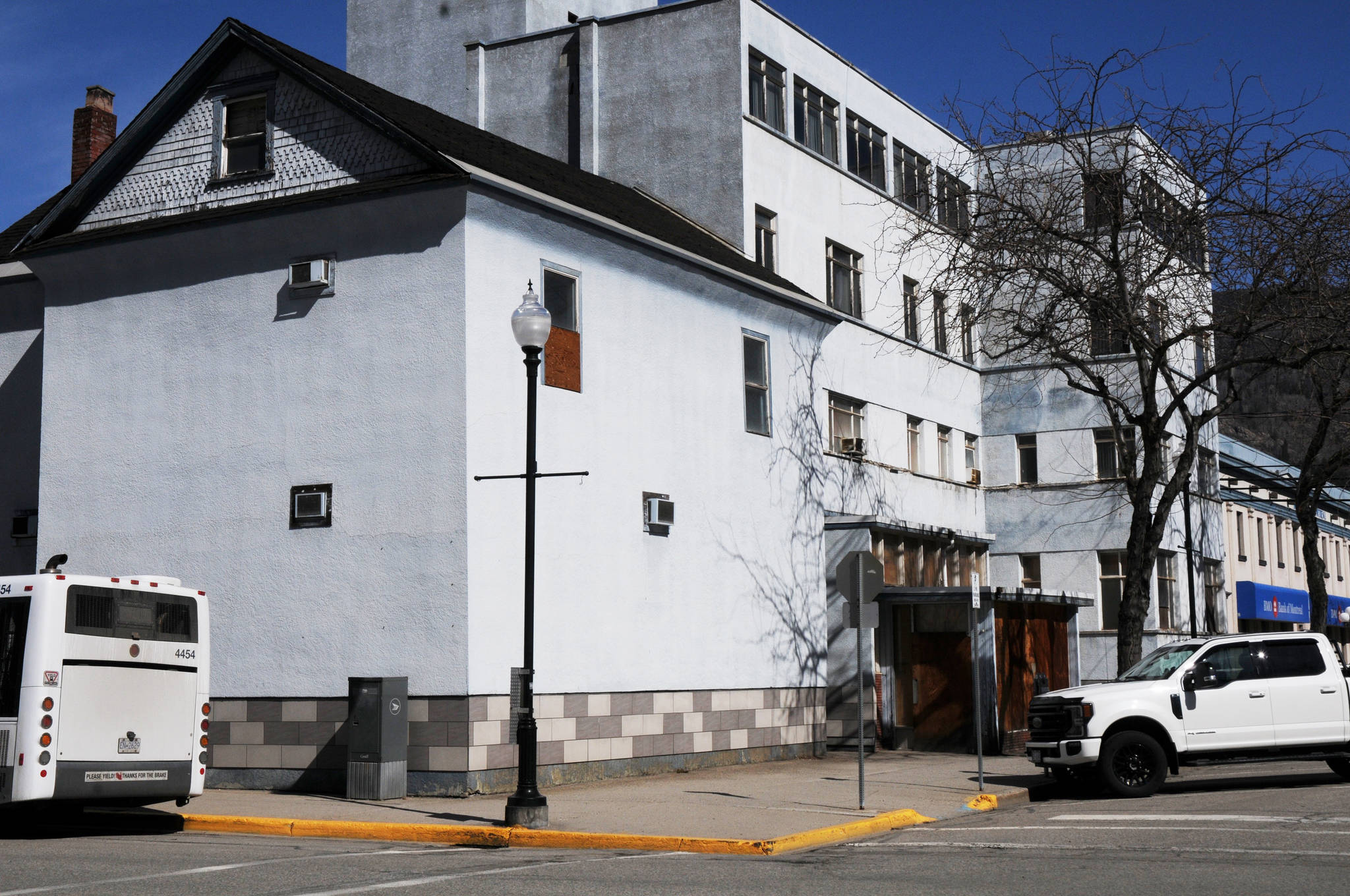 The building on the corner of Cedar Avenue and Helena Street (next to the Colander Restaurant) is actually the first hospital built in Trail circa 1905. The C.S. Williams Clinic (seen in the background) was later attached to the hospital. Photo: Sheri Regnier