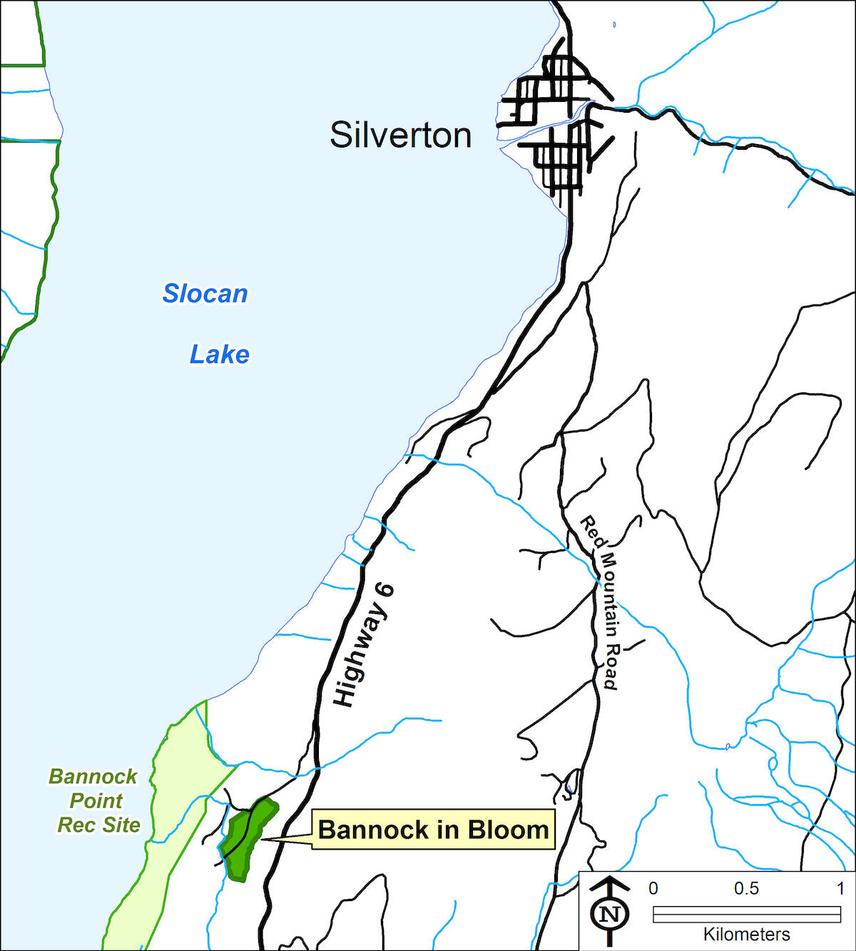 The location of Bannock in Bloom, south of Silverton, B.C. Map: Slocan Integrated Forestry Cooperative