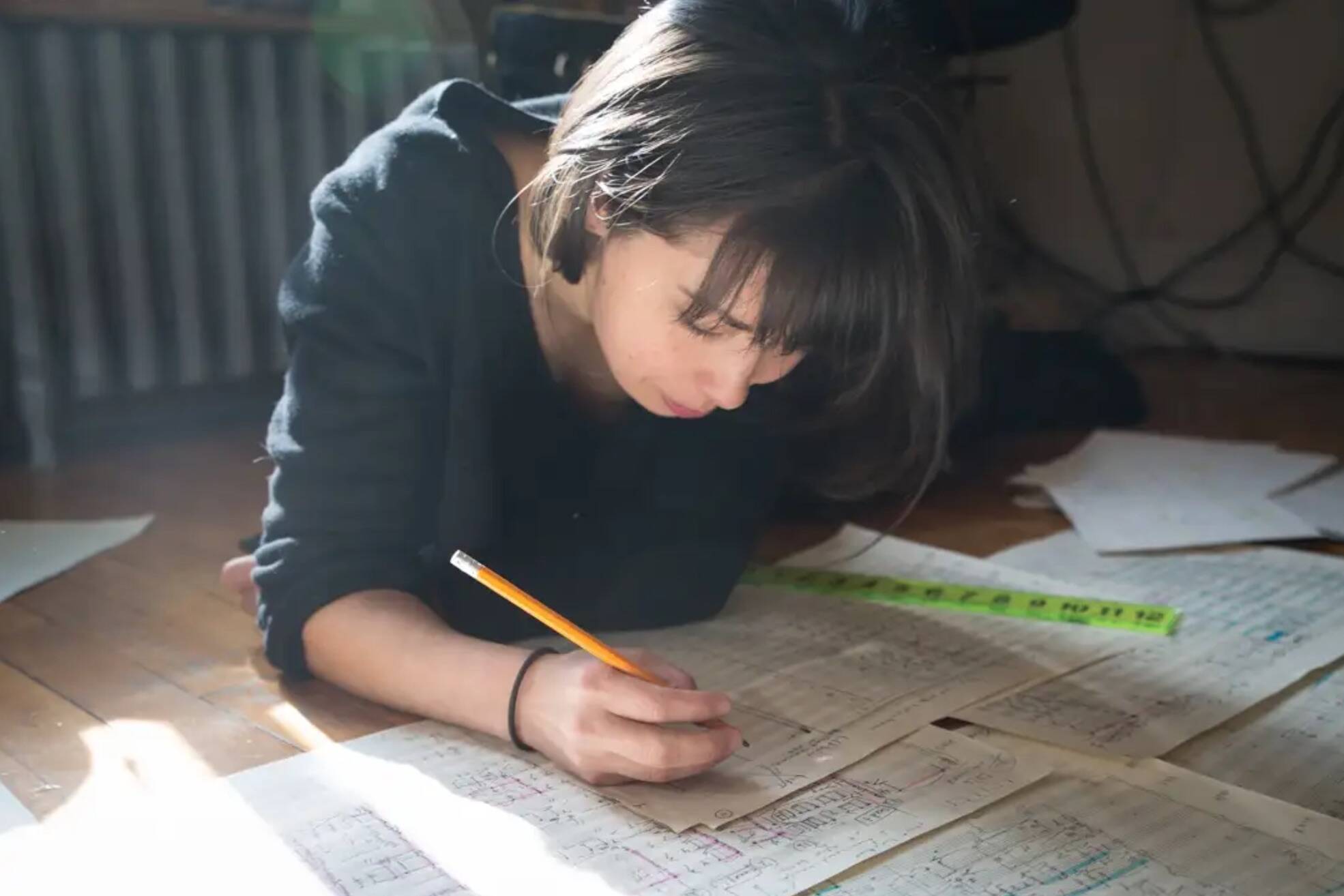 Composer Keiko Devaux at work. Photo: Marie Isabelle Rochon