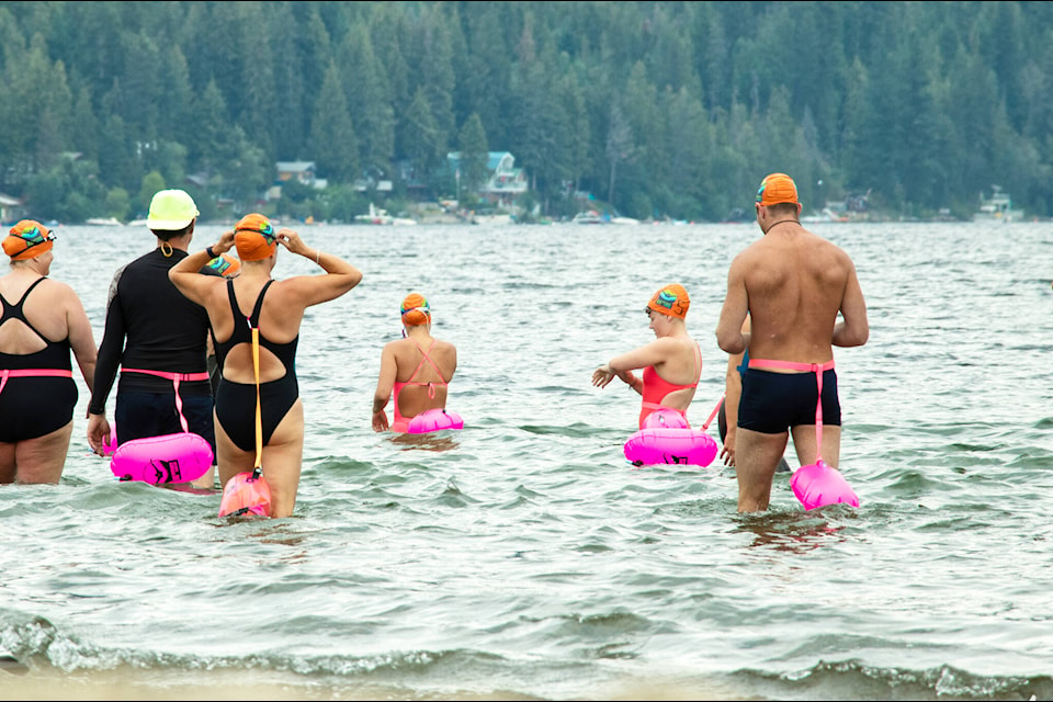 Swimmers readying for the 750-m and 4-km swim. Photo: Rylan’s Photo Life