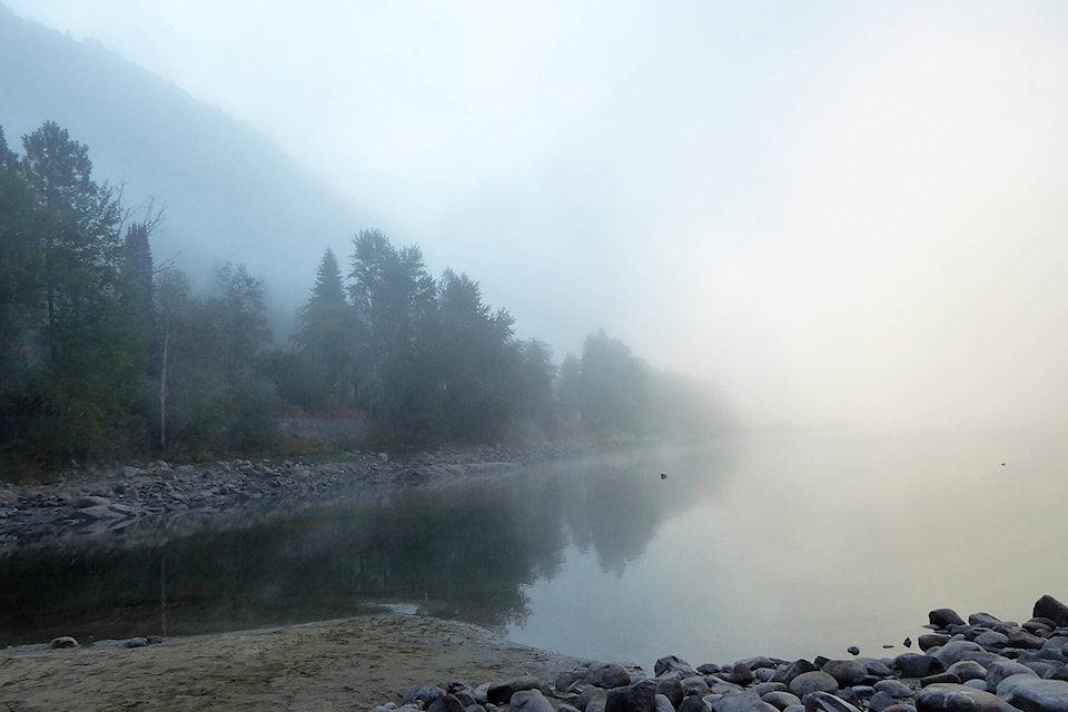David Dudeck shares a serene “fogscape” spotted from the shore of the Columbia River in Trail last week. Photo: David Dudeck