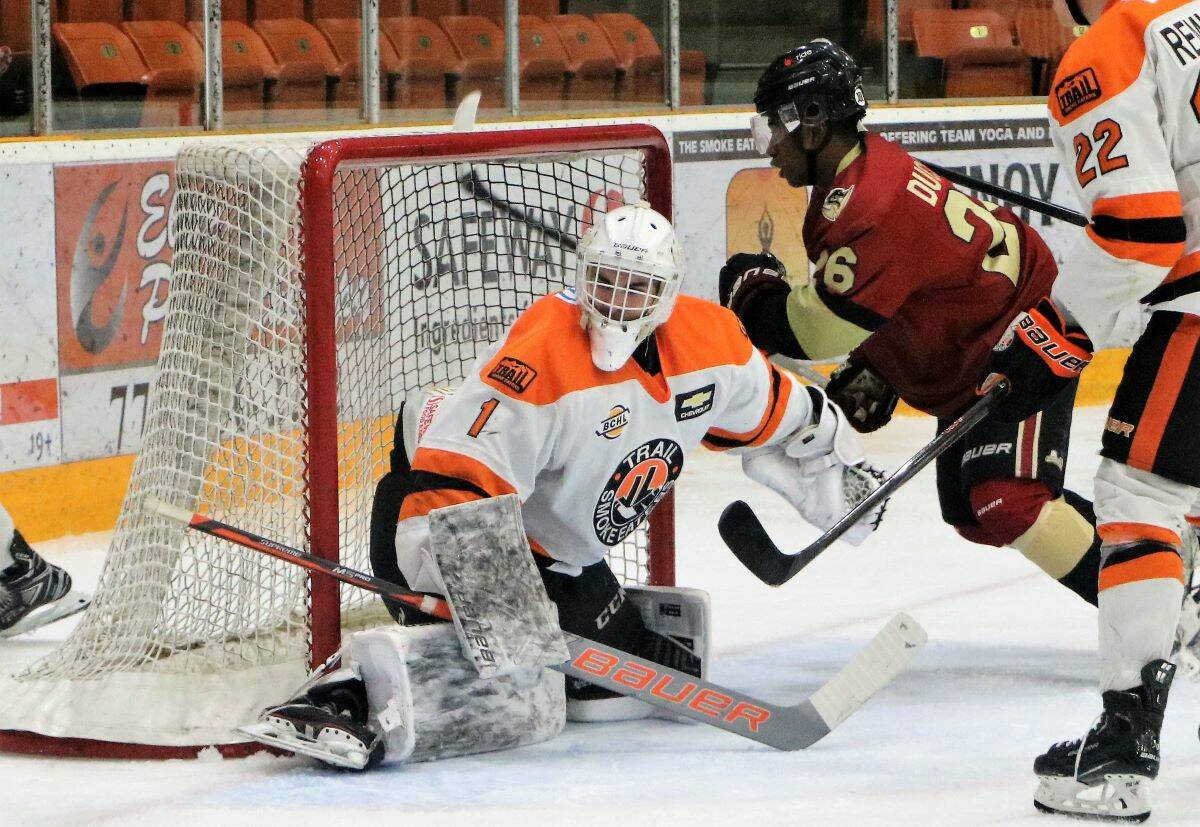 Keegan Maddocks stopped 36 shots for Trail to earn first star.