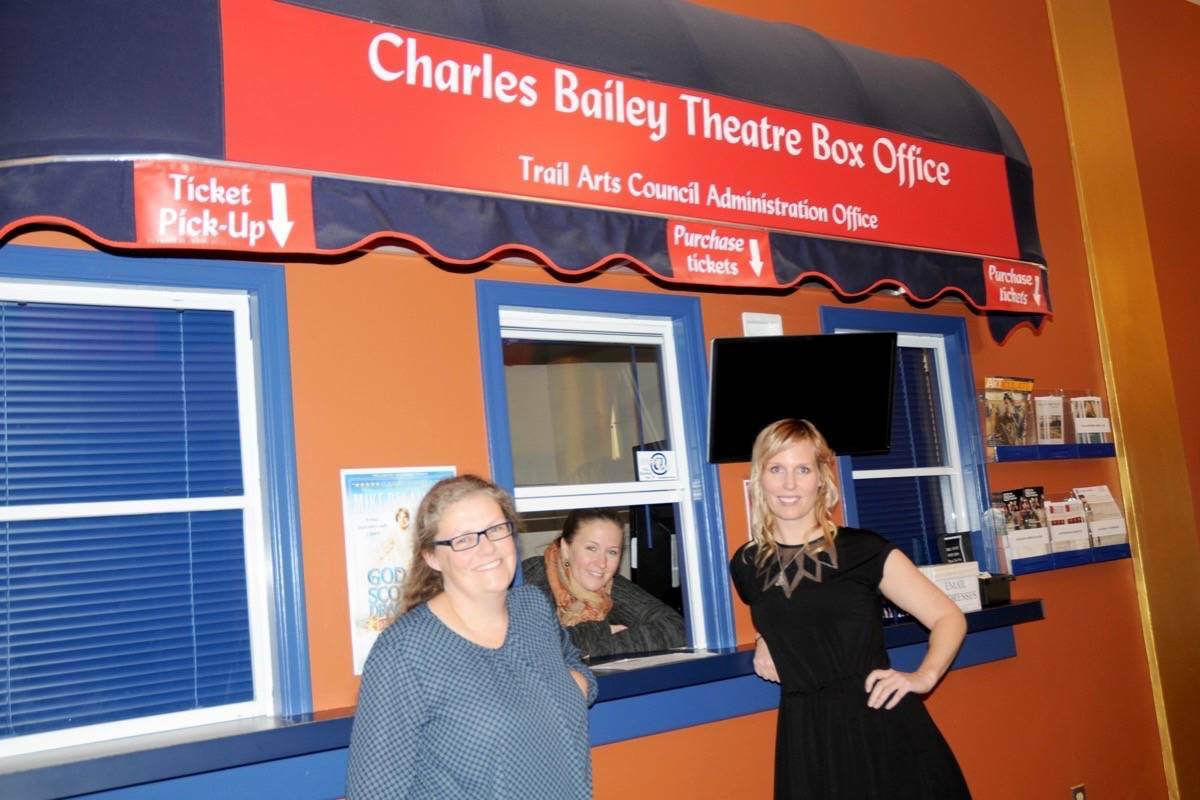 (From left) Marketing and Programming Assistant Vicky Jones; Box Office Manager Juliana Marko; and Nadine Tremblay, Executive Director of the Trail and District Arts Council. Photo: Times file