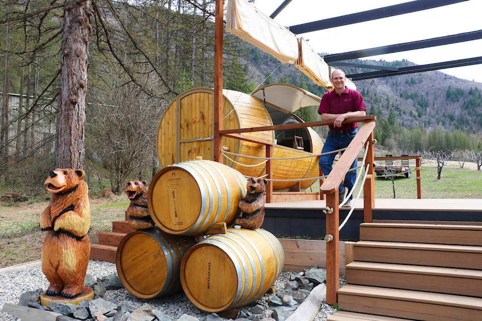 Mountain Soul Wine vintner Trevor Miller and family, which includes a local black bear sow and two cubs, will be hosting the grand opening of their Waneta winery on Saturday, May 6. Photo: Jim Bailey