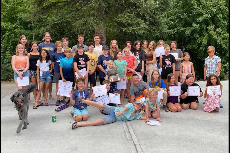 The Trail Stingrays won 64 medals at the BCSSA Regional Swim Meet in Nelson earlier this month as well as capturing the prestigious “Dick Buckingham Memorial Trophy” for Most Sportsmanlike Swim Club. Following photos: by Jennifer Small