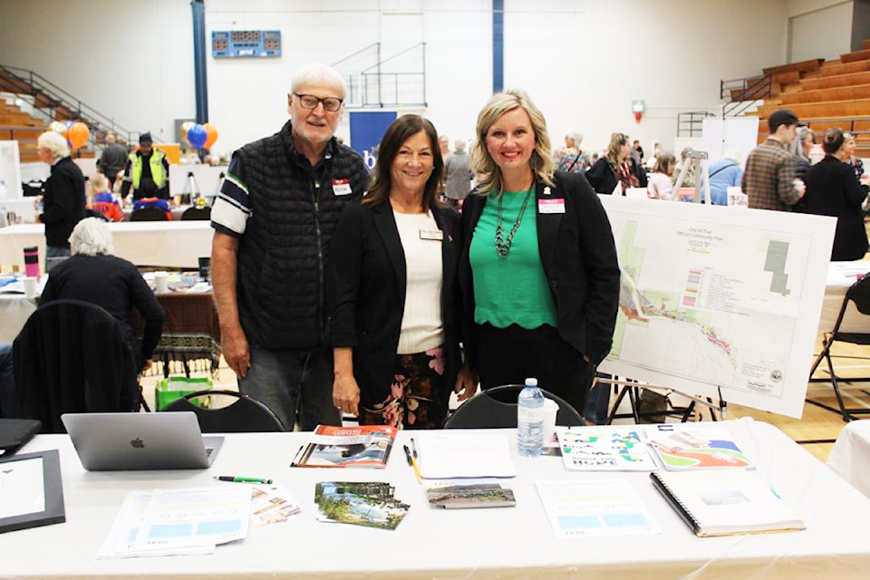 
There was a great turnout for last week’s Seniors Fair at the Trail Memorial Centre. L-R: Mayor Colleen Jones, Councillor Thea Hanson, and Keith Smyth managed an informational booth focused on the Official Community Plan update. 