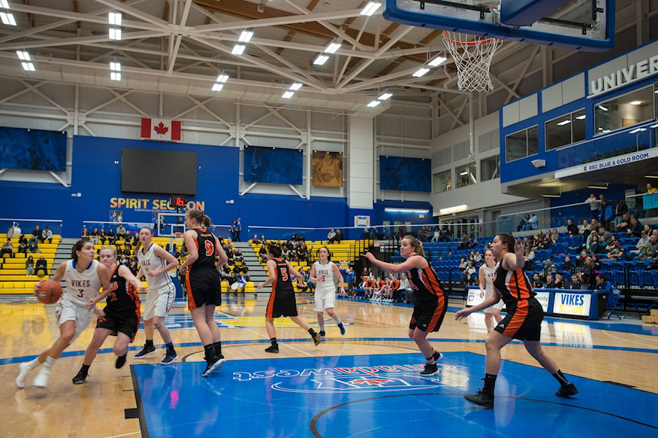 UVic Vikes women’s basketball team takes the visiting Thompson Rivers WolfPack in an 83 to 65 victory Friday and an 83-64 victory Saturday . (Keri Coles/Oak Bay News)