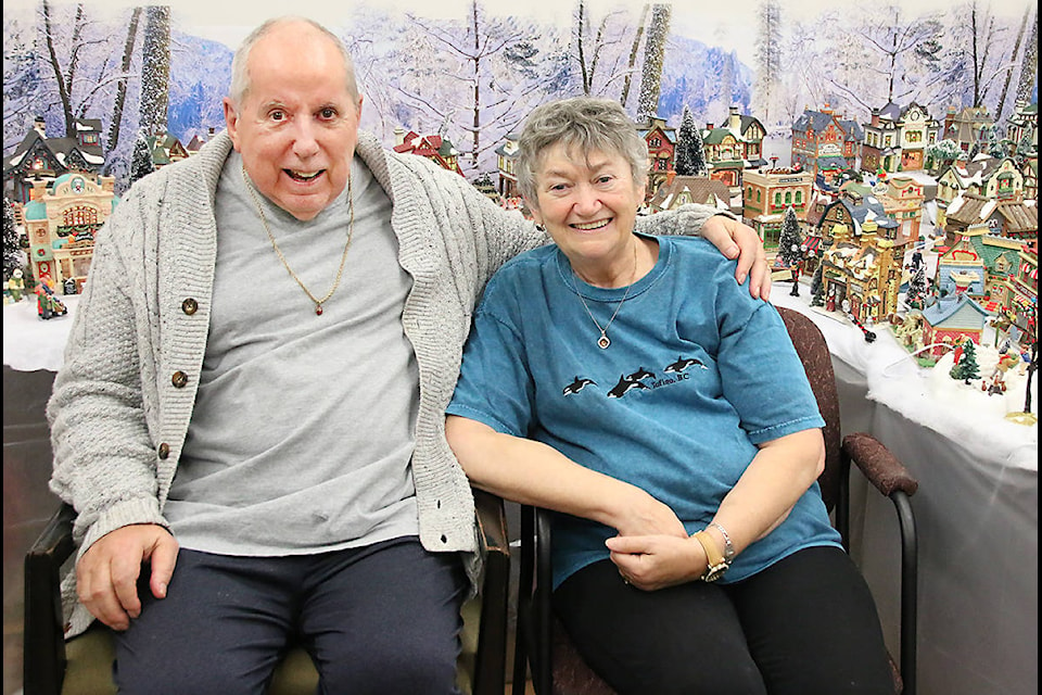 Dennis and Donna Jones love showing off their Christmas village. It’s back at Cassy’s Coffee House in Youbou starting Nov. 30. (Lexi Bainas/Gazette)