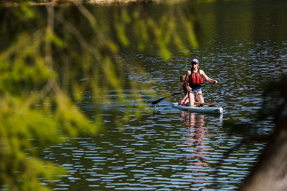 People enjoy the warm weather at McIvor Lake in Campbell River, B.C. on May 10, 2020. Photo by Marissa Tiel – Campbell River Mirror