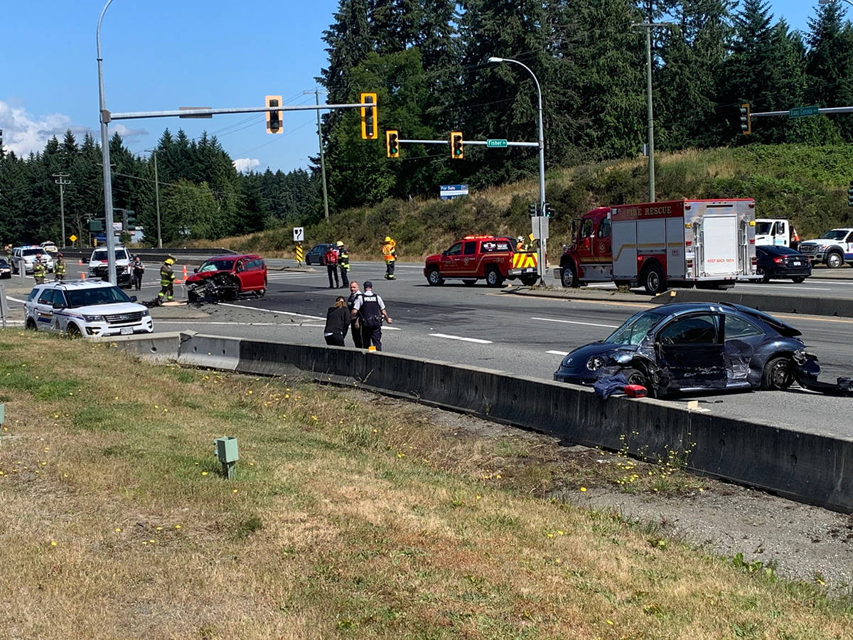 Two taken to hospital after Island Highway crash near Cobble Hill
