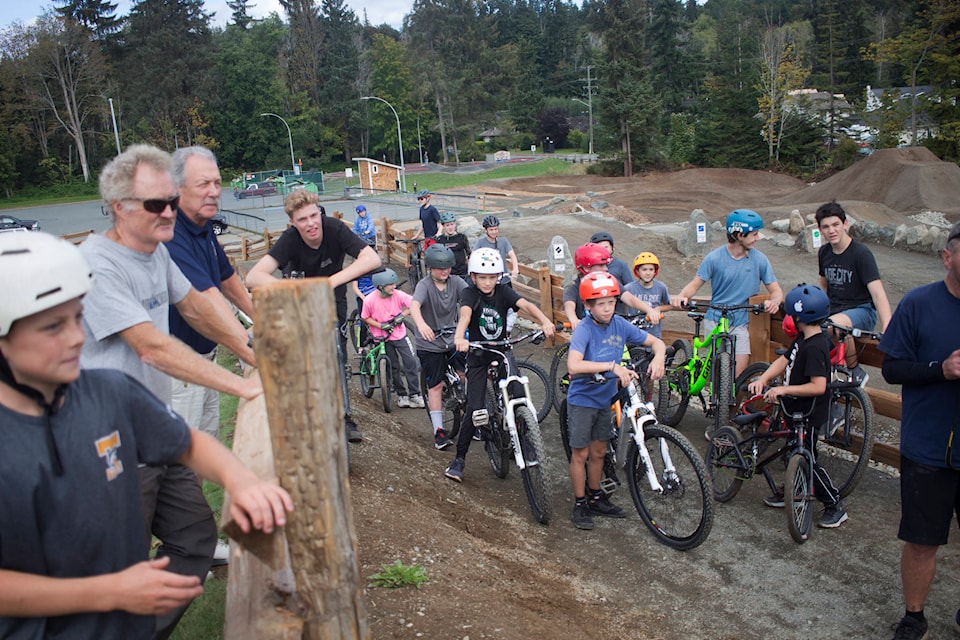 Young riders are ready to go as they wait for the ribbon cutting. Photo by Marc Kitteringham, Campbell River Mirror.