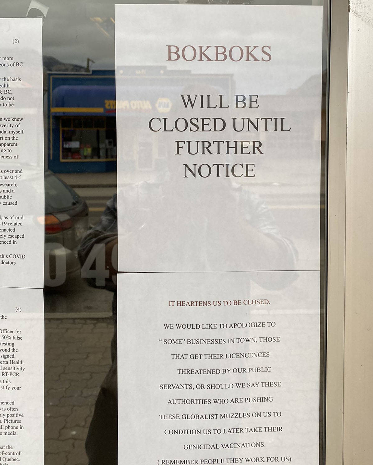 This is one of the signs posted on the door of BokBoks.