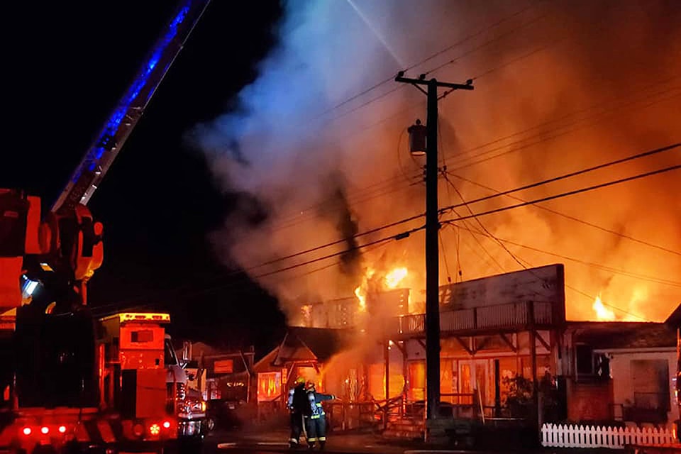 Firefighters battled a massive fire in Coombs early Jan. 3, 2021. (Coombs-Hilliers Volunteer Fire Department Facebook photo)