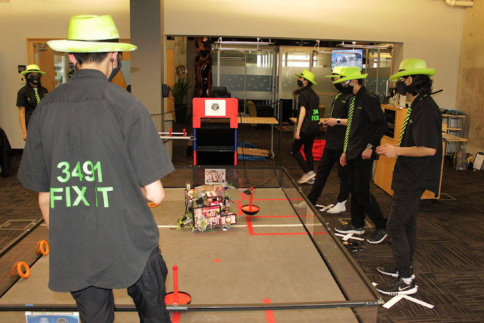 FIX IT Robotics, a team comprised of high school students from across Greater Victoria, competed in a virtual challenge against other teams from B.C. and Washington with their robot, Beyonce, April 3. (Devon Bidal/News Staff)