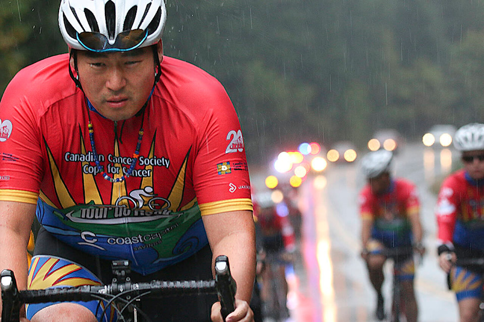 Black Press Media rider Arnold Lim during the 2017 Tour de Rock ride. (Courtesy of the Canadian Cancer Society)