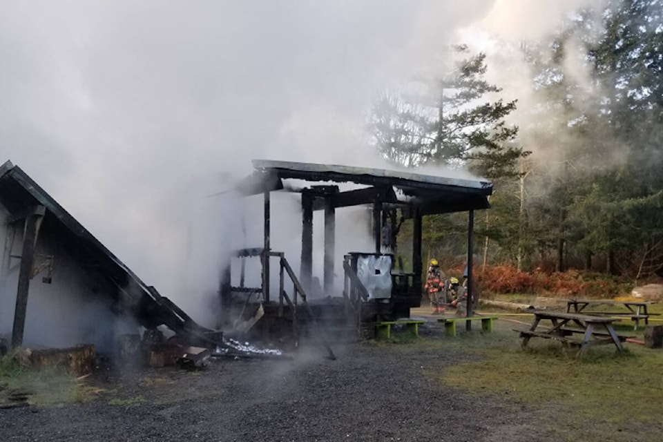 Club member Brent Donaldson arrived on the scene on Dec. 19 to find the shack up in smoke and destroyed. (Courtesy of Brent Donaldson)