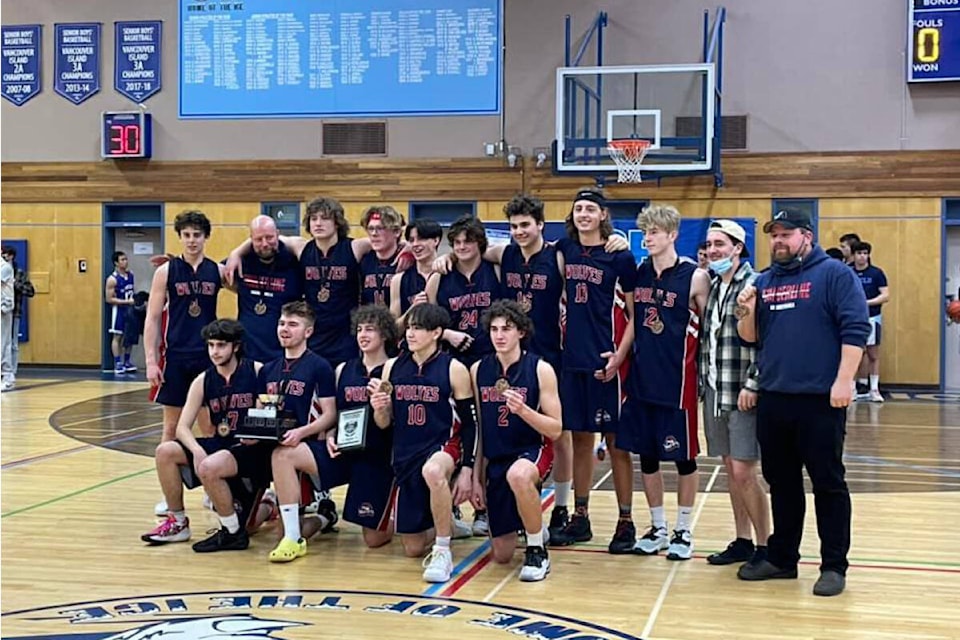 Timberline senior boys basketball team shows of their medals after placing third at 2022 Island Championships. Submitted photo