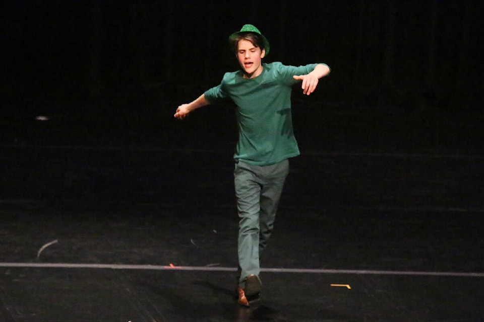 Zebastin Borjeau channels Kermit the Frog and Fozzie Bear in his performance of “Movin’ Right Along” by Kenny Ascher and Paul Williams from The Muppet Movie at the 2022 Cowichan Music Festival Highlights Concert on Sunday, March 6. (Kevin Rothbauer/Citizen)