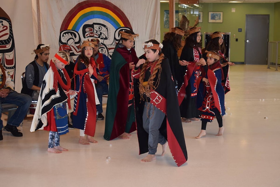 Wagalus Elementary School students performed cultural songs and dances during the blessing ceremony. (Tyson Whitney - North Island Gazette)