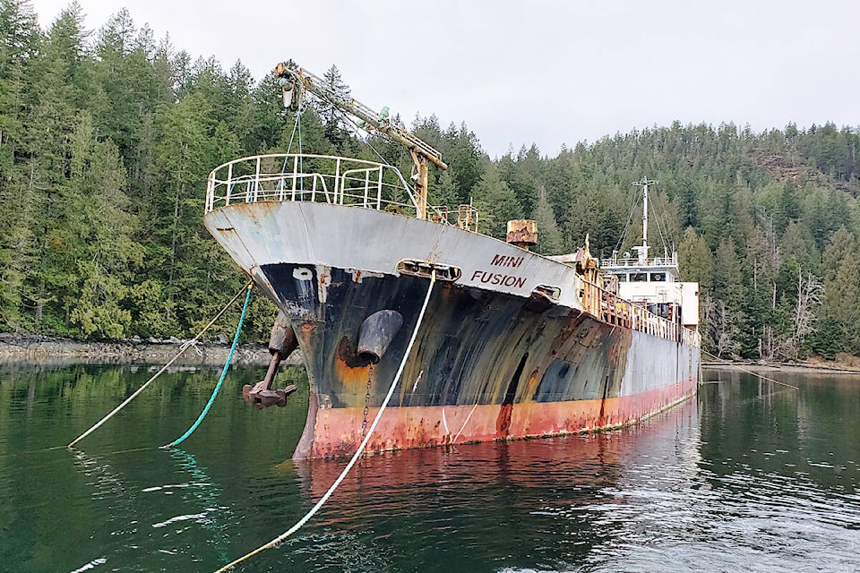 The MV Mini Fusion was removed from Doctor Bay in Desolation Sound, B.C. in July 2022. Photo courtesy Canadian Coast Guard
