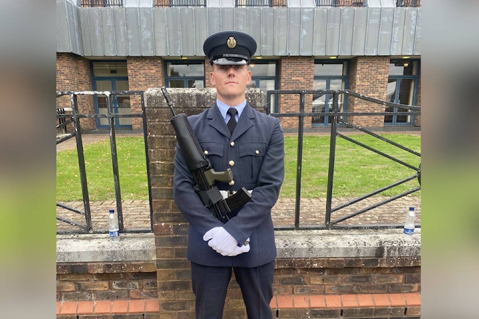 Alex Close, Royal Air Force member originally from Qualicum Beach, was part of Operation London Bridge for the funeral of Queen Elizabeth II. (Submitted photo)