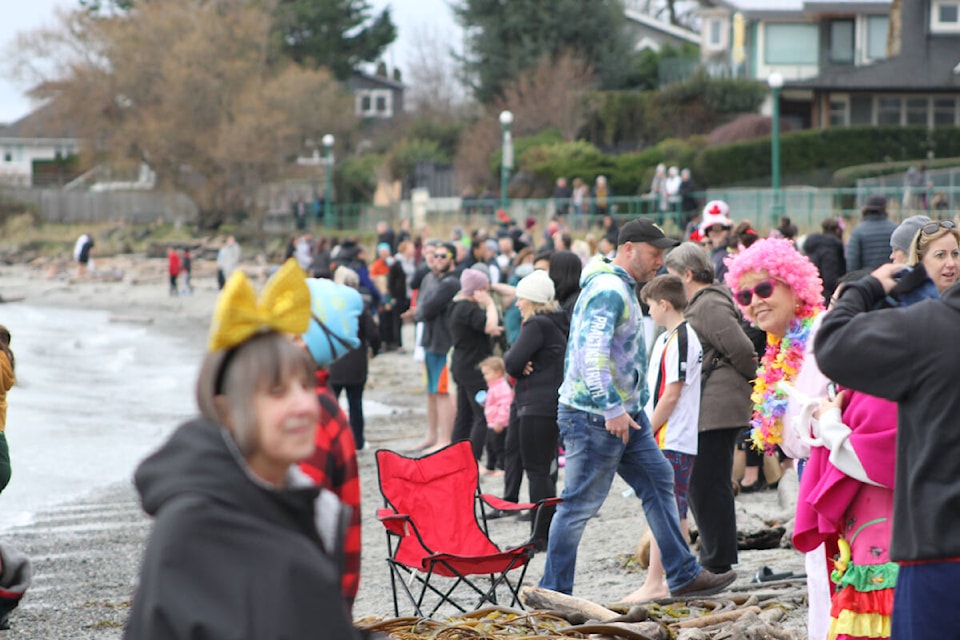 Over 100 Greater Victoria residents gathered at Willows Beach for last year's polar bear plunge. (Black Press Media file photo)